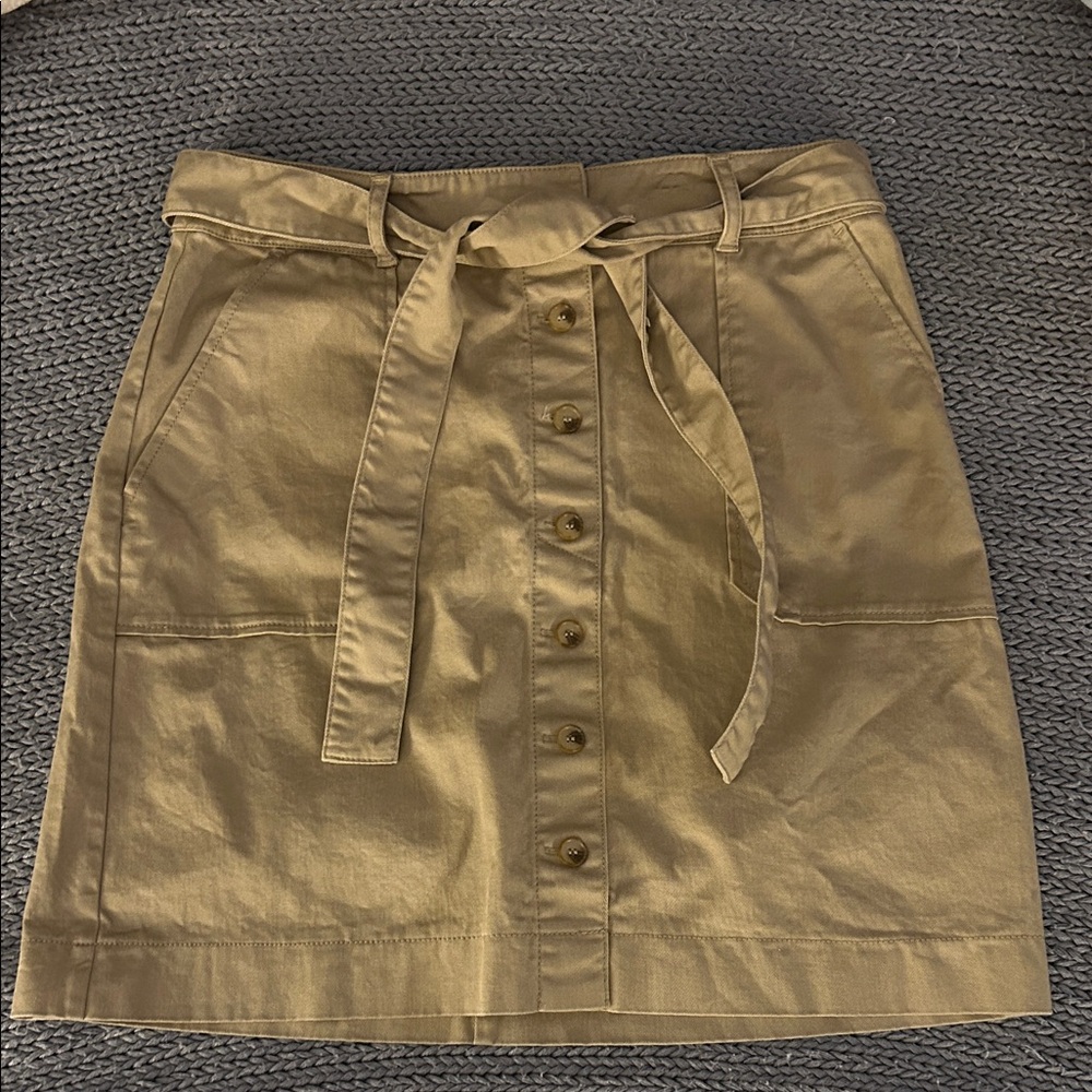 LOFT Khaki Button-Down Mini Skirt
